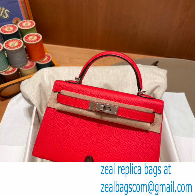 Hermes Mini Kelly II Handbag rouge de coeur original epsom leather