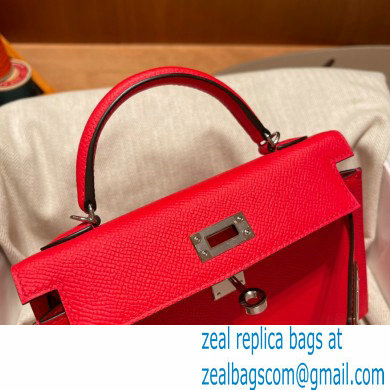 Hermes Mini Kelly II Handbag rouge de coeur original epsom leather