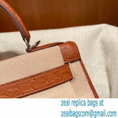 Hermes kelly 25 bag in ostrich leather gold handmade