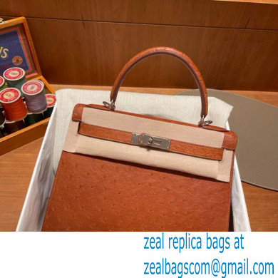 Hermes kelly 25 bag in ostrich leather gold handmade