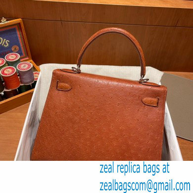 Hermes kelly 25 bag in ostrich leather gold handmade