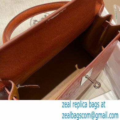 Hermes kelly 25 bag in ostrich leather gold handmade