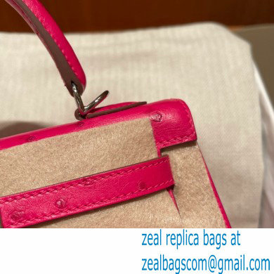 Hermes kelly 25 bag in ostrich leather rose tyrien handmade