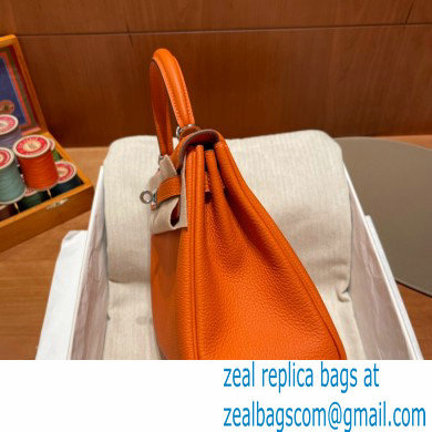 Hermes kelly 25 bag in togo leather orange handmade