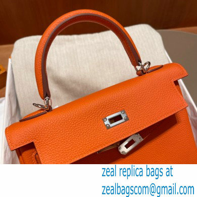 Hermes kelly 25 bag in togo leather orange handmade