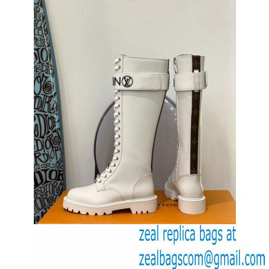 Louis Vuitton Territory Flat High Ranger Boots Adjustable Strap White 2021