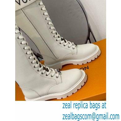 Louis Vuitton Territory Flat High Ranger Boots Adjustable Strap White 2021