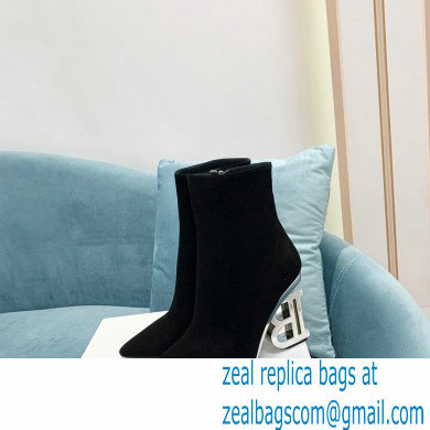 Balmain Heel 9.5cm Nicole Ankle Boots Suede Black 2021