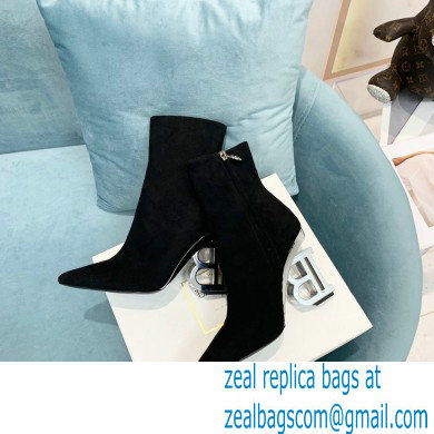 Balmain Heel 9.5cm Nicole Ankle Boots Suede Black 2021