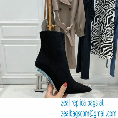 Balmain Heel 9.5cm Nicole Ankle Boots Suede Black 2021