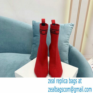 Balmain Heel 9.5cm Stretch Knit Skye Ankle Boots Red 2021