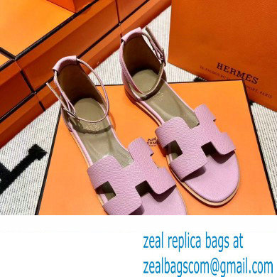 Hermes Epsom Calfskin Santorini Sandals Handmade Pink