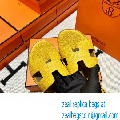 Hermes Epsom Calfskin Santorini Sandals Handmade Yellow