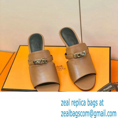 Hermes Kelly Buckle Cute Sandals Brown