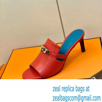 Hermes Kelly Buckle Cute Sandals Red