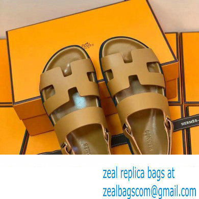 Hermes Original Calfskin Takara Sandals Brown