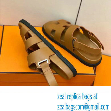 Hermes Original Calfskin Takara Sandals Brown