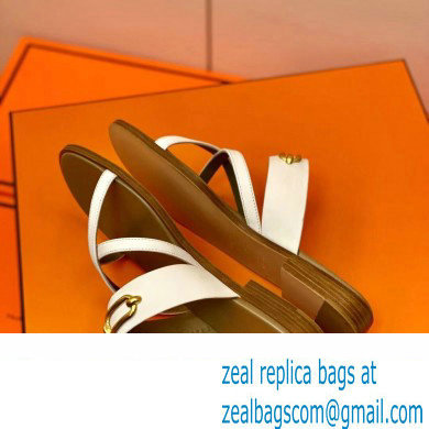 Hermes Roulis Buckle Claire Sandals White