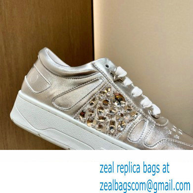 Jimmy Choo HAWAII LOW TOP/F Trainers Sneakers Silver with Crystal Embellishment 2022