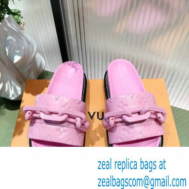 Louis Vuitton LV Sunset Flat Comfort Mules Pink with Resin Chain 2022
