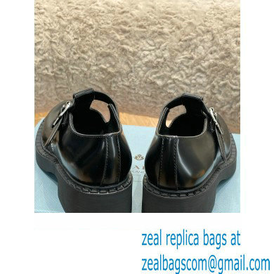 Prada Brushed Leather T-strap shoes Black 2022