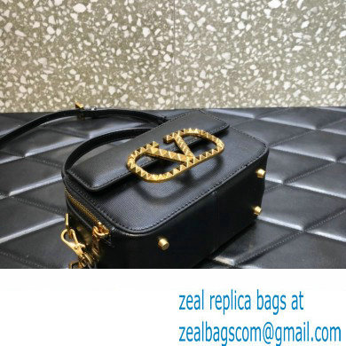 Valentino Alcove Rockstud Vlogo Leather Crossbody Bag Black 2022 - Click Image to Close