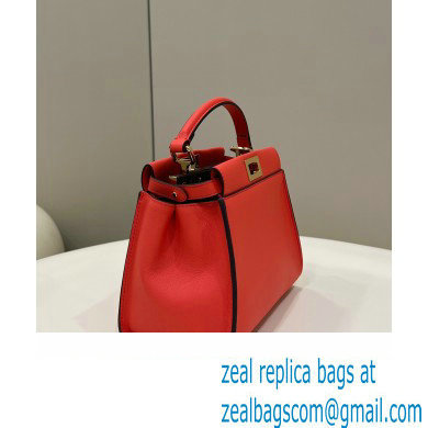 Fendi Peekaboo Iconic Mini Bag Orange Red in Calfskin Leather with FF Lining