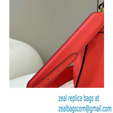 Fendi Peekaboo Iconic Mini Bag Orange Red in Calfskin Leather with FF Lining