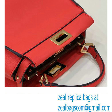 Fendi Peekaboo Iconic Mini Bag Orange Red in Calfskin Leather with FF Lining