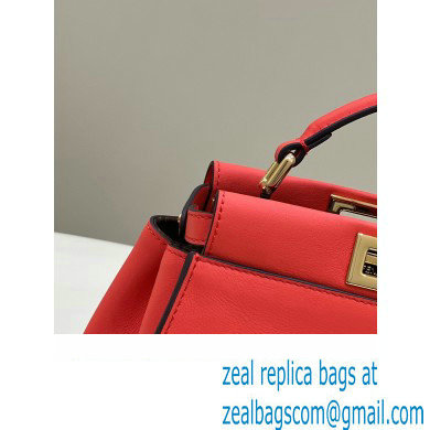 Fendi Peekaboo Iconic Mini Bag Orange Red in Calfskin Leather with FF Lining