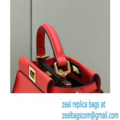 Fendi Peekaboo Iconic Mini Bag Orange Red in Calfskin Leather with FF Lining