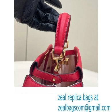 Fendi Peekaboo Iconic Mini Bag Red in Calfskin Leather with FF Lining