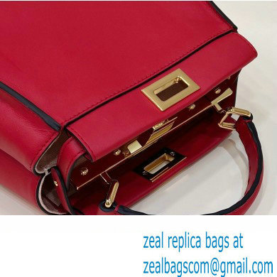 Fendi Peekaboo Iconic Mini Bag Red in Calfskin Leather with FF Lining