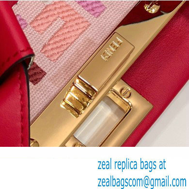 Fendi Peekaboo Iconic Mini Bag Red in Calfskin Leather with FF Lining