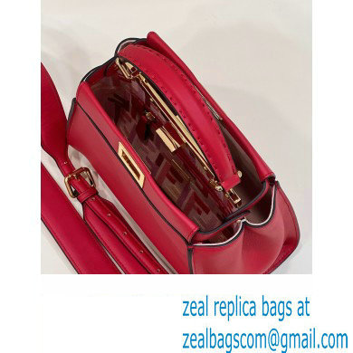 Fendi Peekaboo Iconic Mini Bag Red in Calfskin Leather with FF Lining