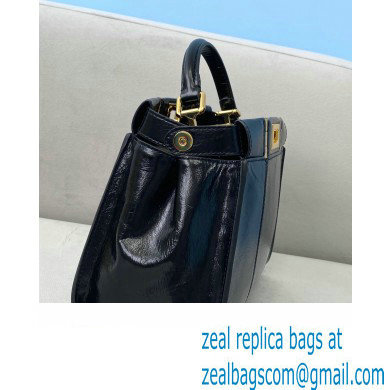 Fendi Peekaboo Iconic Mini Bag in Vintage Effect Lambskin Black - Click Image to Close