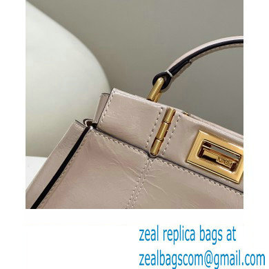 Fendi Peekaboo Iconic Mini Bag in Vintage Effect Lambskin Creamy