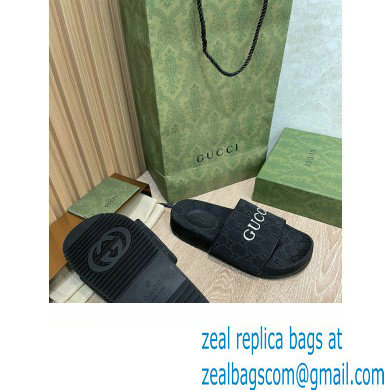 Gucci GG Slide Sandals Logo Black 2022