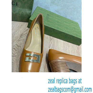 Gucci Heel 5.5cm Pumps Brown with Gold G 2022