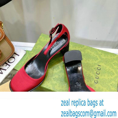 Gucci Heel 8.5cm Sandals Pumps Satin Red 2022 - Click Image to Close