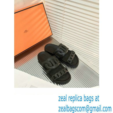 HERMES EXTRA SANDALS IN calfskin black