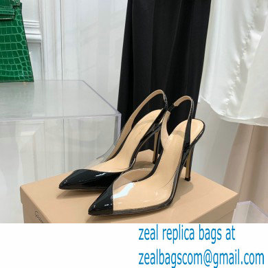 Gianvito Rossi Heel 10.5cm PLEXI PVC and Patent leather Slingback Pumps Black 2022