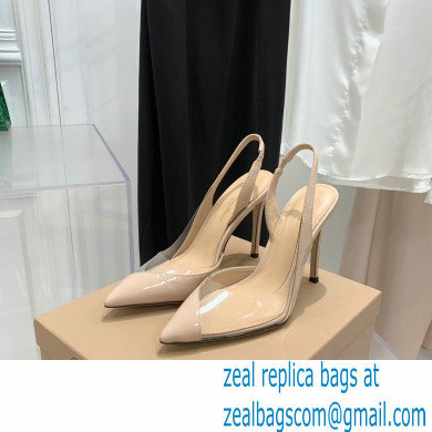 Gianvito Rossi Heel 10.5cm PLEXI PVC and Patent leather Slingback Pumps Nude 2022