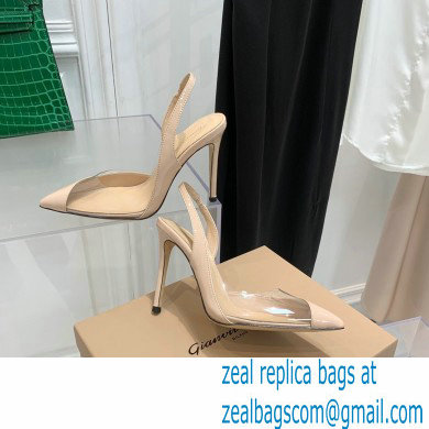 Gianvito Rossi Heel 10.5cm PLEXI PVC and Patent leather Slingback Pumps Nude 2022