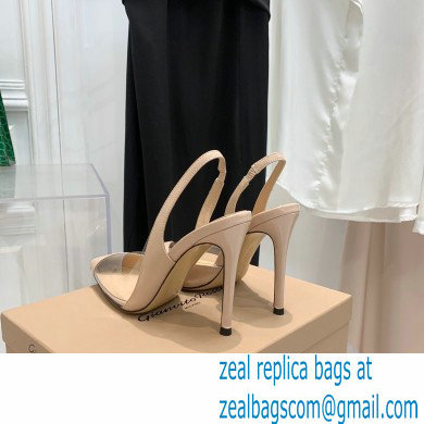 Gianvito Rossi Heel 10.5cm PLEXI PVC and Patent leather Slingback Pumps Nude 2022