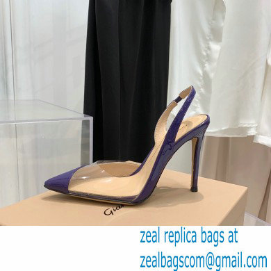 Gianvito Rossi Heel 10.5cm PLEXI PVC and Patent leather Slingback Pumps Purple 2022