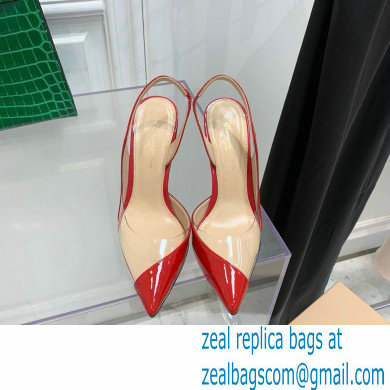 Gianvito Rossi Heel 10.5cm PLEXI PVC and Patent leather Slingback Pumps Red 2022