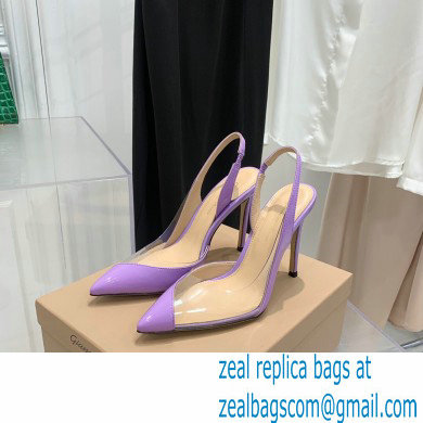 Gianvito Rossi Heel 10.5cm PLEXI PVC and Patent leather Slingback Pumps Violet 2022