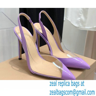 Gianvito Rossi Heel 10.5cm PLEXI PVC and Patent leather Slingback Pumps Violet 2022