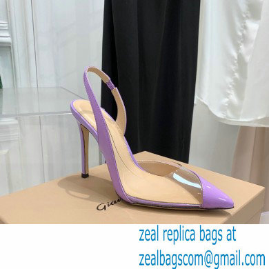 Gianvito Rossi Heel 10.5cm PLEXI PVC and Patent leather Slingback Pumps Violet 2022